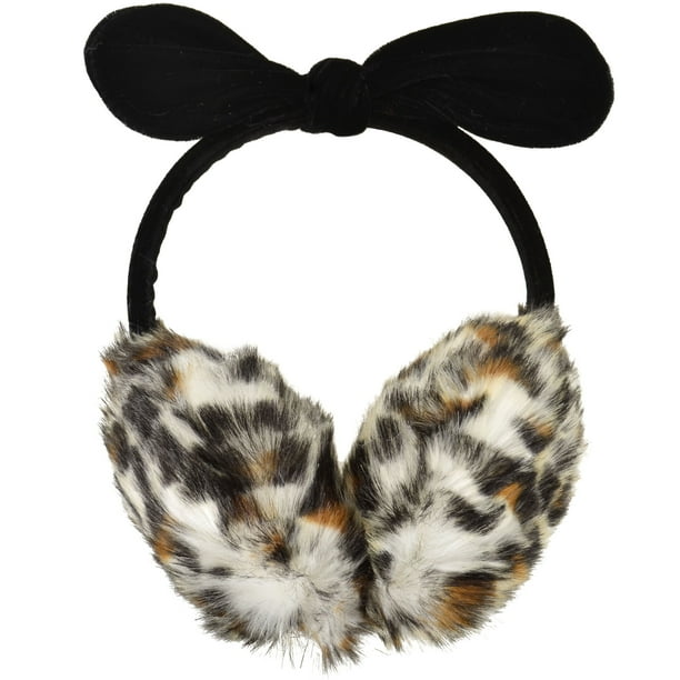 White Simplicity Womens Faux Fur Fleece Winter Earmuffs Ear Warmers Fleece Bow